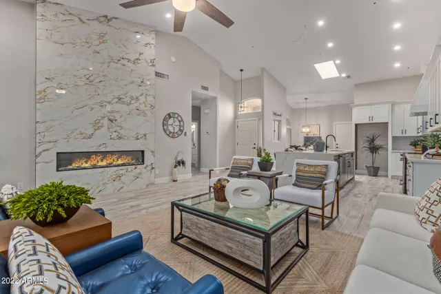 a living room with furniture