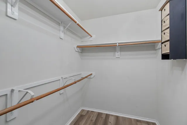 a view of small space with racks on the wall