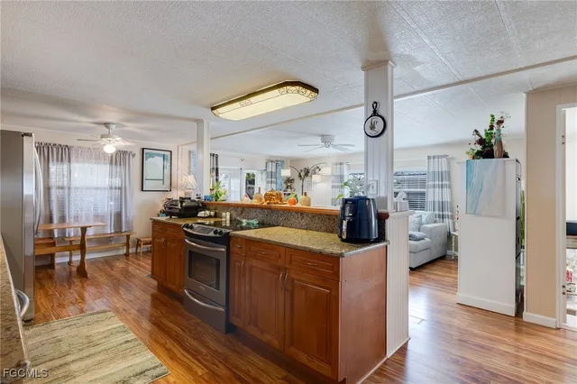 a view of a living room and dining room