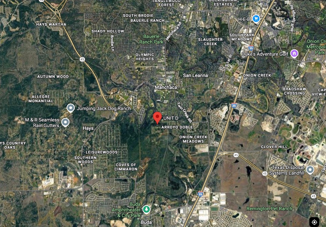 506 Horsethief Trail, Unit D Manchaca, TX 78652 - Photo 3 of 3 Aerial map of property and surrounding area