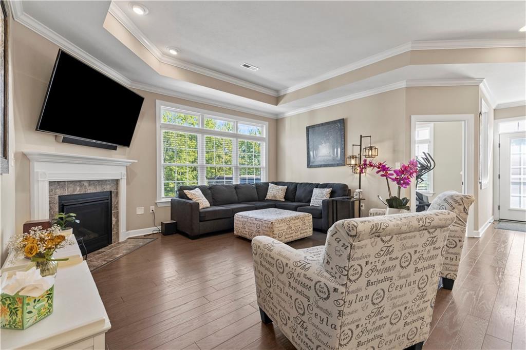 225 Brookside Drive Cranberry Township, PA 16066 - Photo 5 of 34 a living room with furniture fireplace and flat screen tv