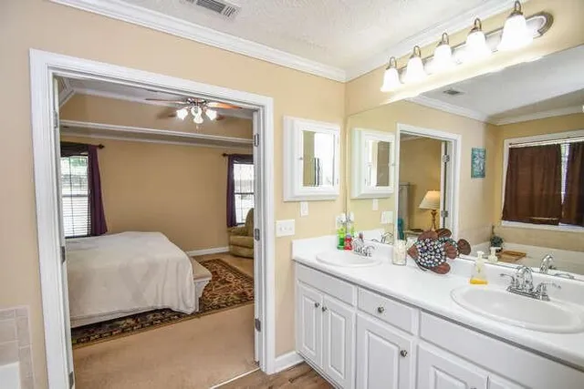 a view of an outside dining space with furniture