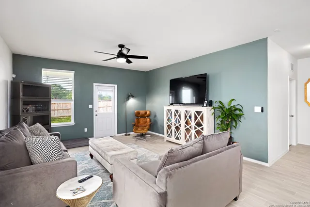 a living room with furniture and a flat screen tv