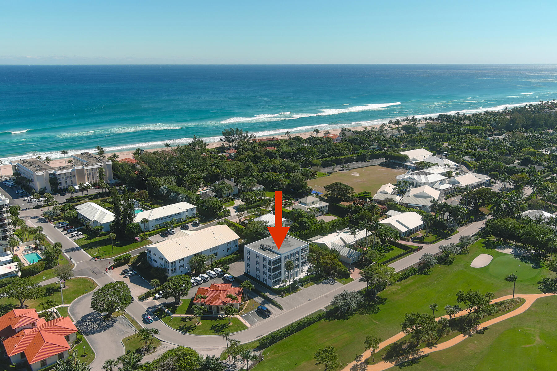 3883 Gulf Stream Road, Unit 1N Gulf Stream, FL 33483 - Photo 22 of 30 an aerial view of a city with lots of residential buildings ocean and mountain view in back