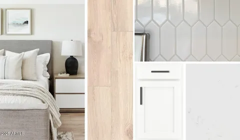 a bedroom with a bed and a cabinets