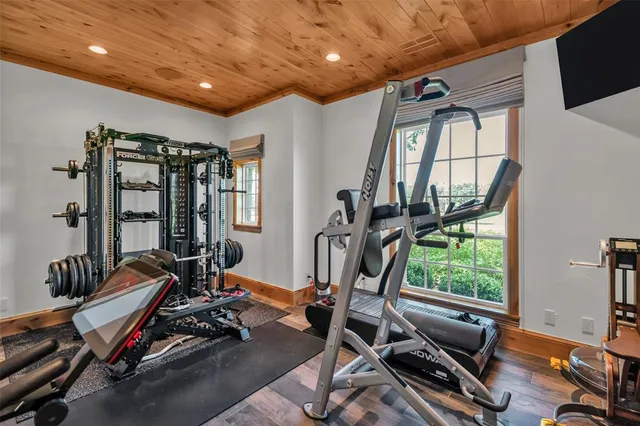 a view of a room with gym equipment