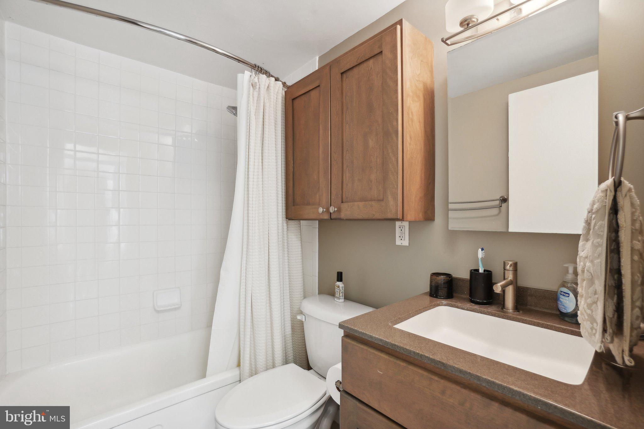 1101 3rd Street Southwest, Unit 706 Washington, DC 20024 - Photo 21 of 26 a bathroom with a sink a toilet and shower