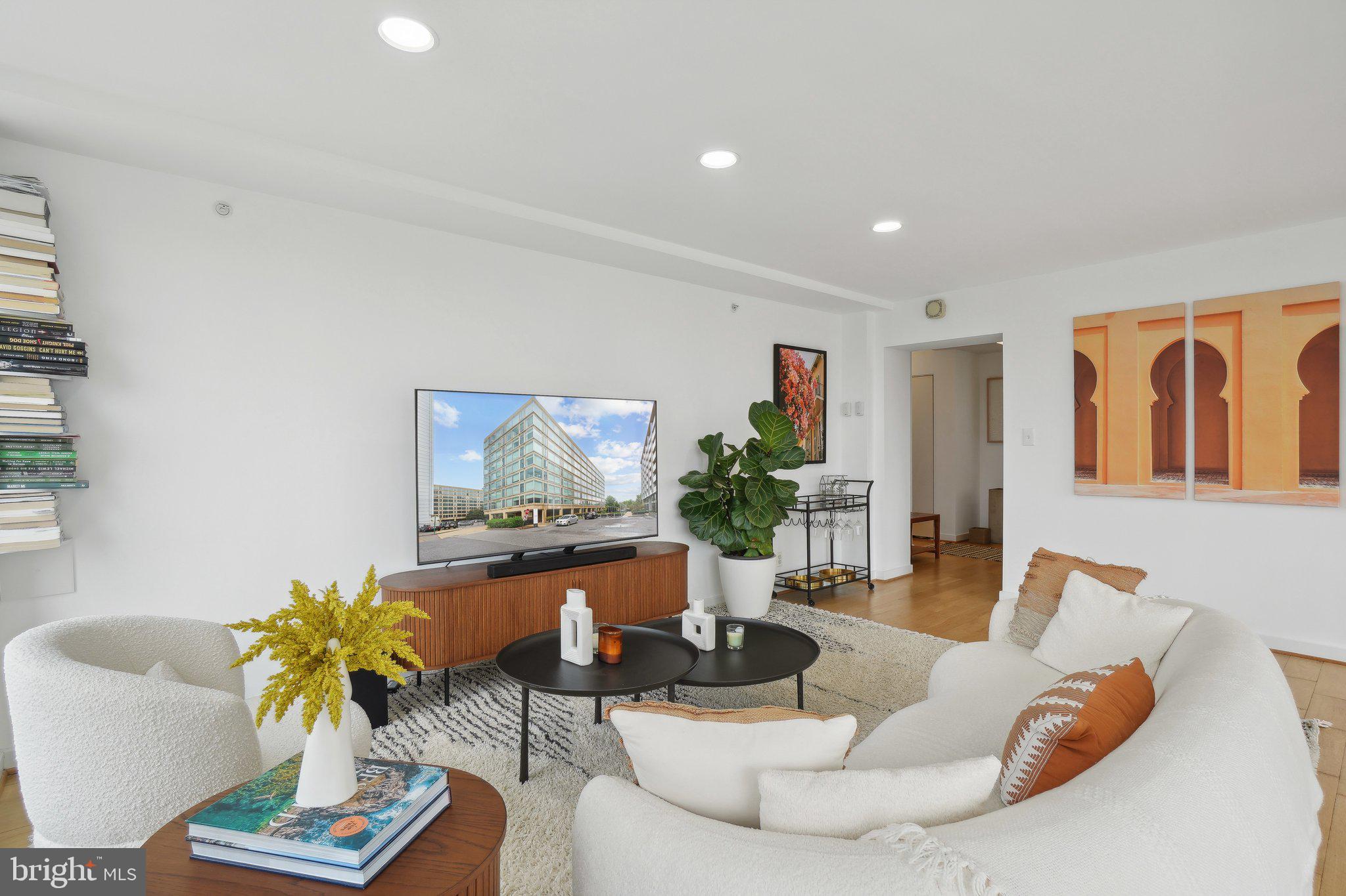 1101 3rd Street Southwest, Unit 706 Washington, DC 20024 - Photo 6 of 26 a living room with furniture flowerpot and wooden floor