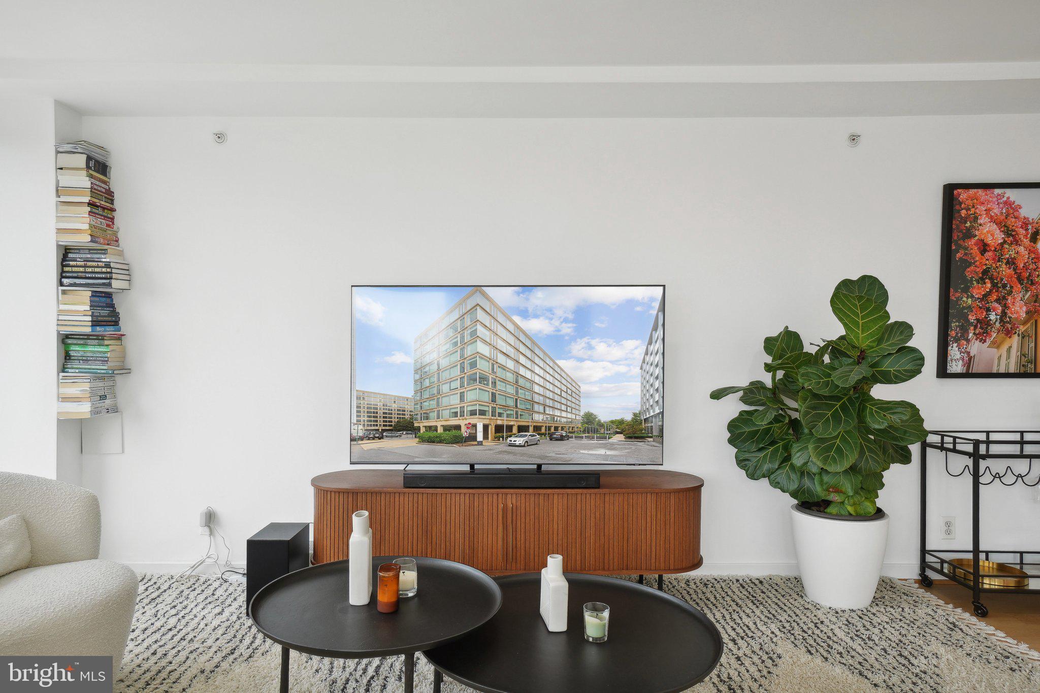 1101 3rd Street Southwest, Unit 706 Washington, DC 20024 - Photo 7 of 26 a living room with furniture a potted plant and a lamp