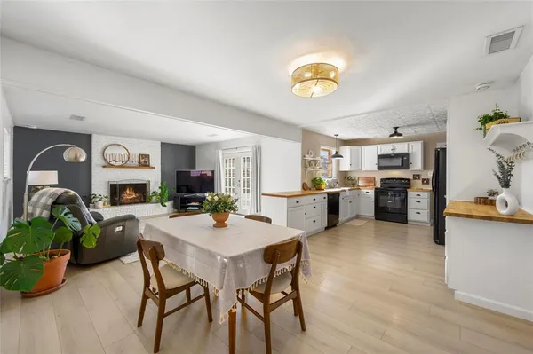 a view of kitchen and living room