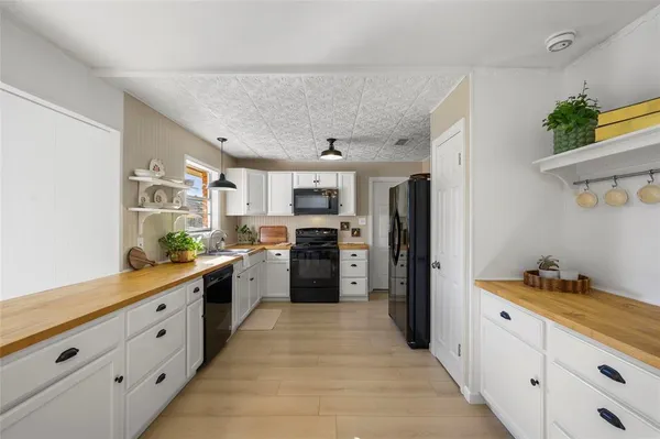 a kitchen with lots of counter top space