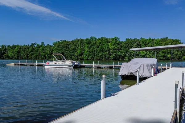 a view of lake with green space