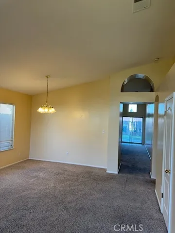 a view of a livingroom with a chandelier