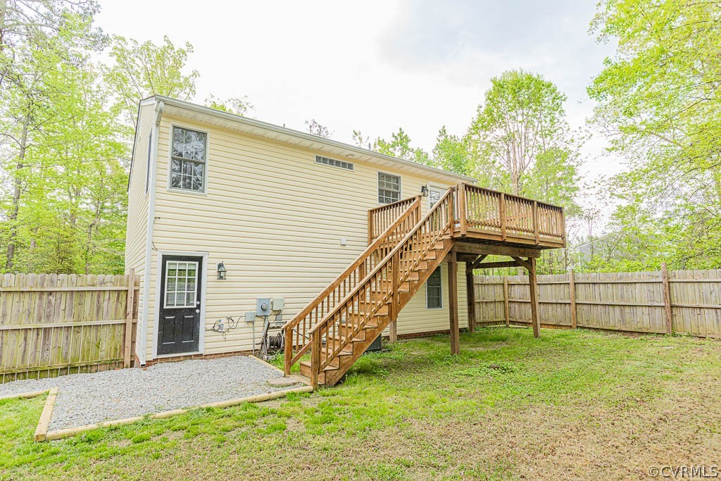 REAR ELEVATION, DECK, PRIVACY FENCE