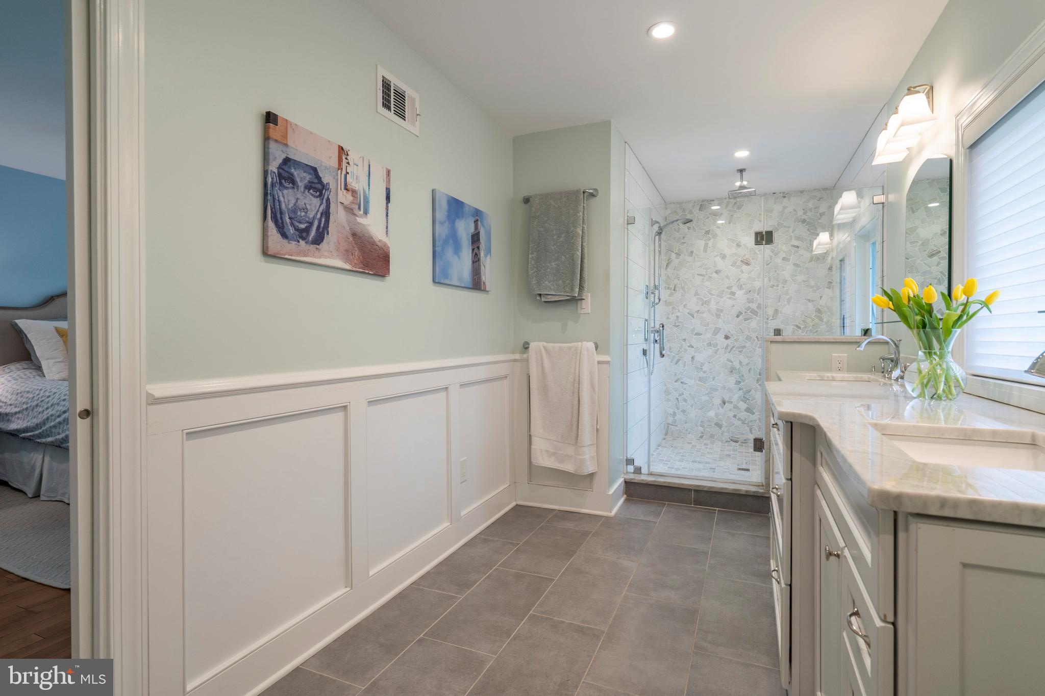 65 Crestline Road Wayne, PA 19087 - Photo 38 of 52 New master bath w/ Carrera marble on custom vanity