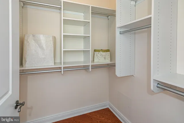 a view of an empty walk in closet