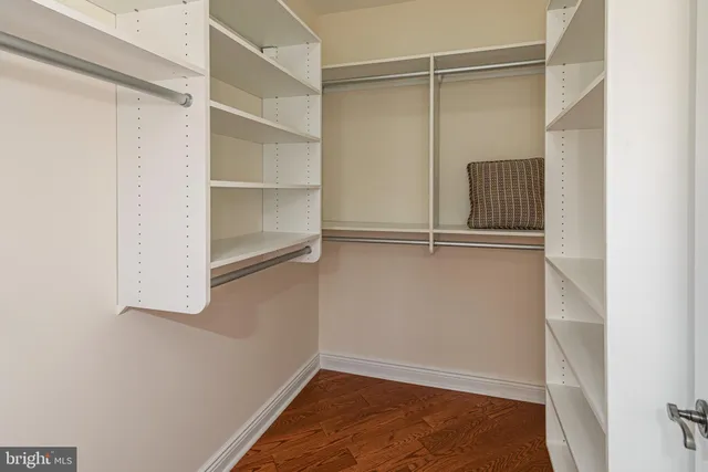 a view of an empty walk in closet