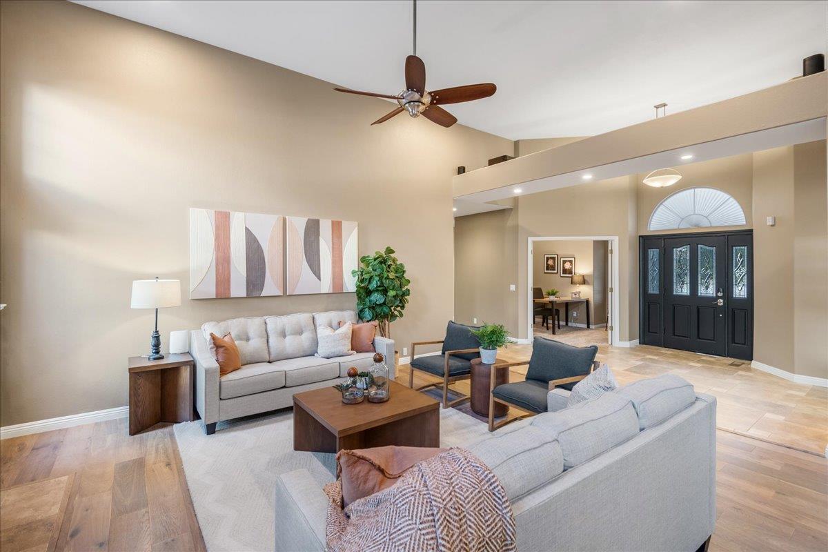 17446 Serene Drive Morgan Hill, CA 95037 - Photo 13 of 82 a living room with furniture and a ceiling fan