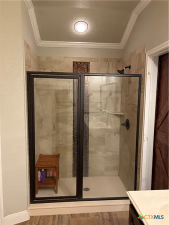 a bathroom with a shower