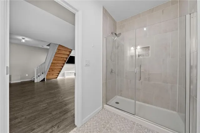 a bathroom with a shower
