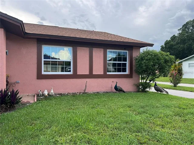 a view of a house with a backyard