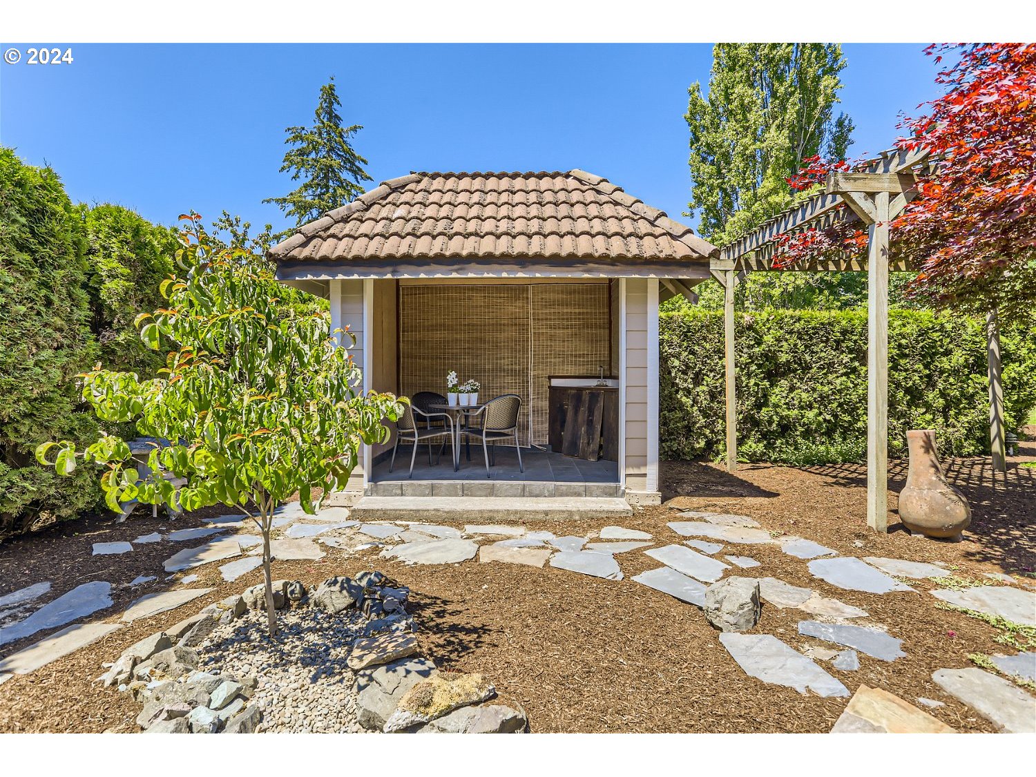 4009 Southeast View Acres Road Milwaukie, OR 97267 - Photo 29 of 37 a view of a house with potted plants and a large window
