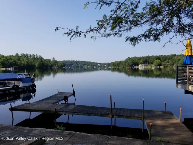 a view of a lake with houses