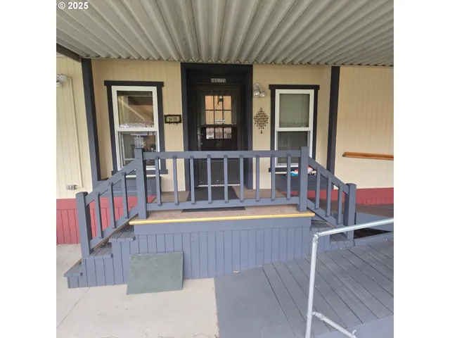 a view of a balcony from a door