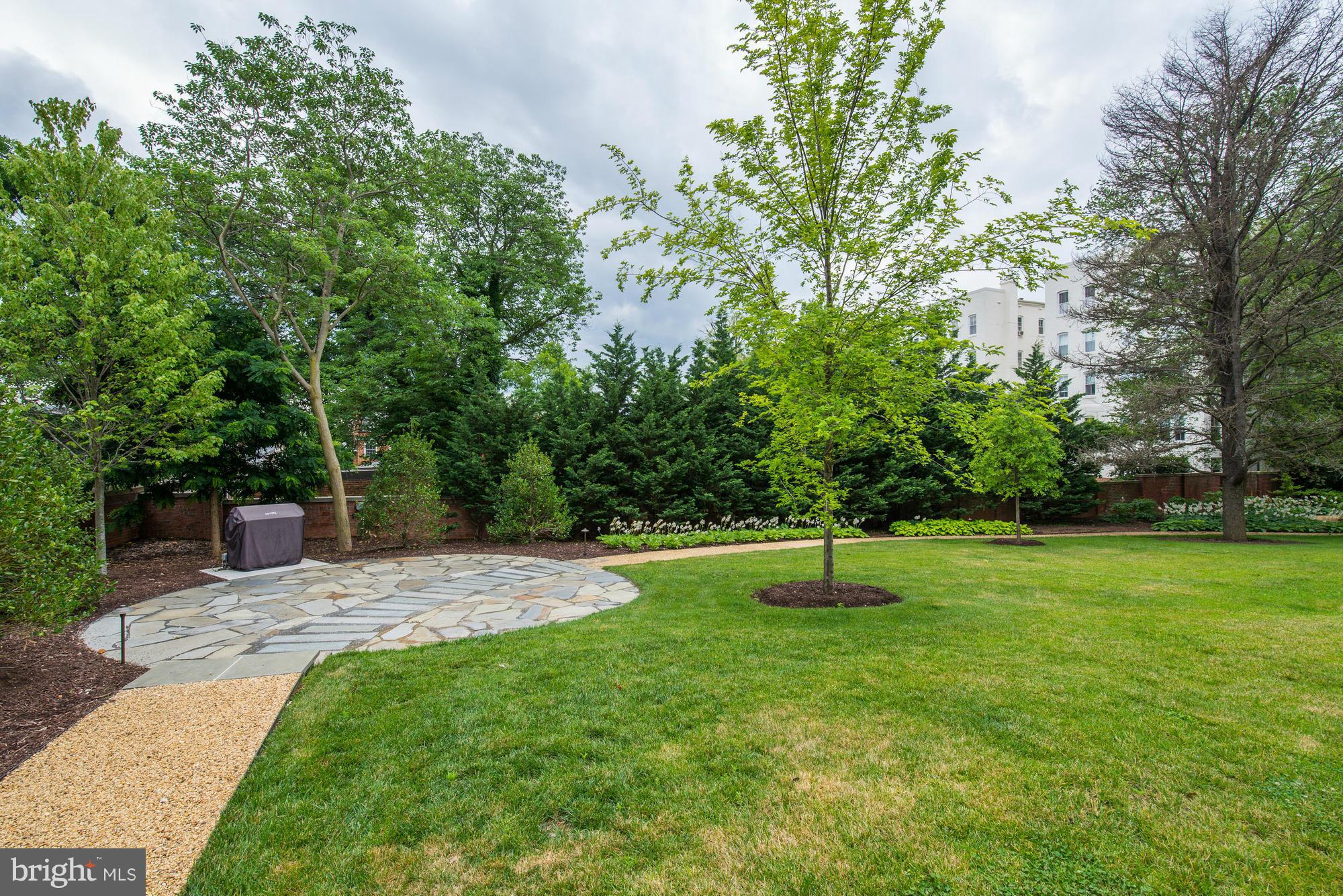 3052 R Street Northwest, Unit 304 Washington, DC 20007 - Photo 12 of 19 a backyard of a house with plants and large trees