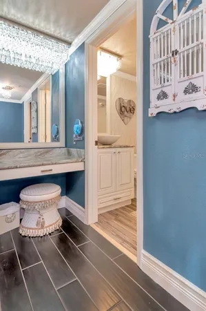 a view of a building with a large window