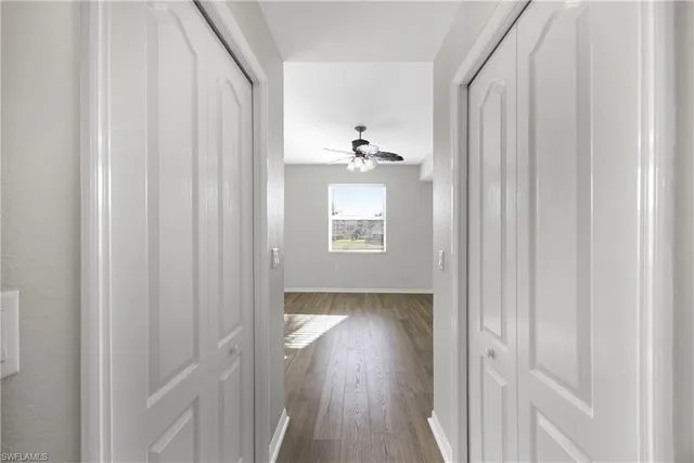 a view of a room with racks on the wall