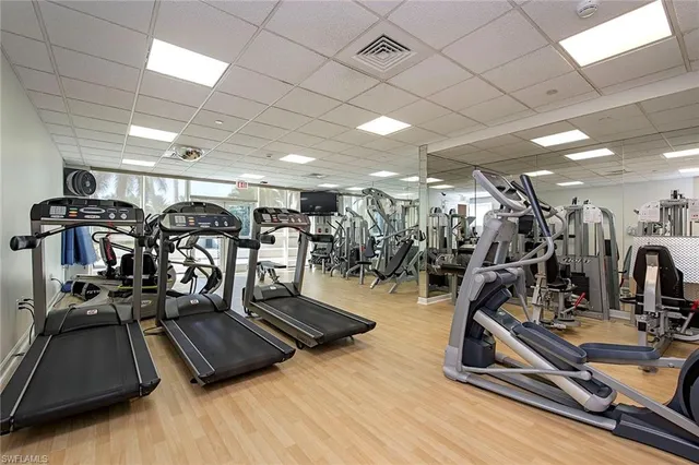 a view of a room with gym equipment