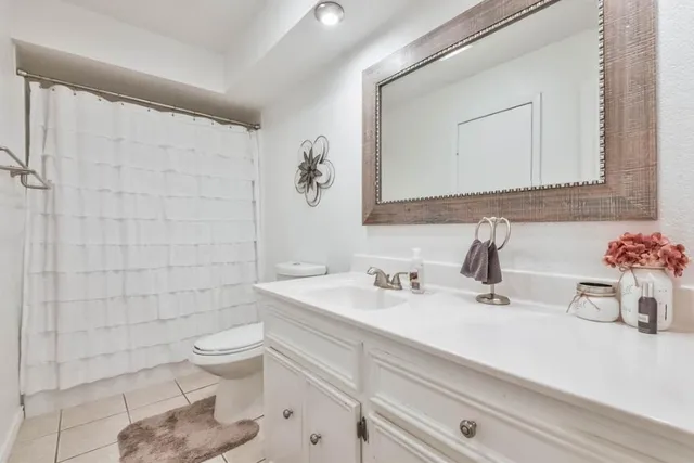 a bathroom with a sink a toilet and mirror