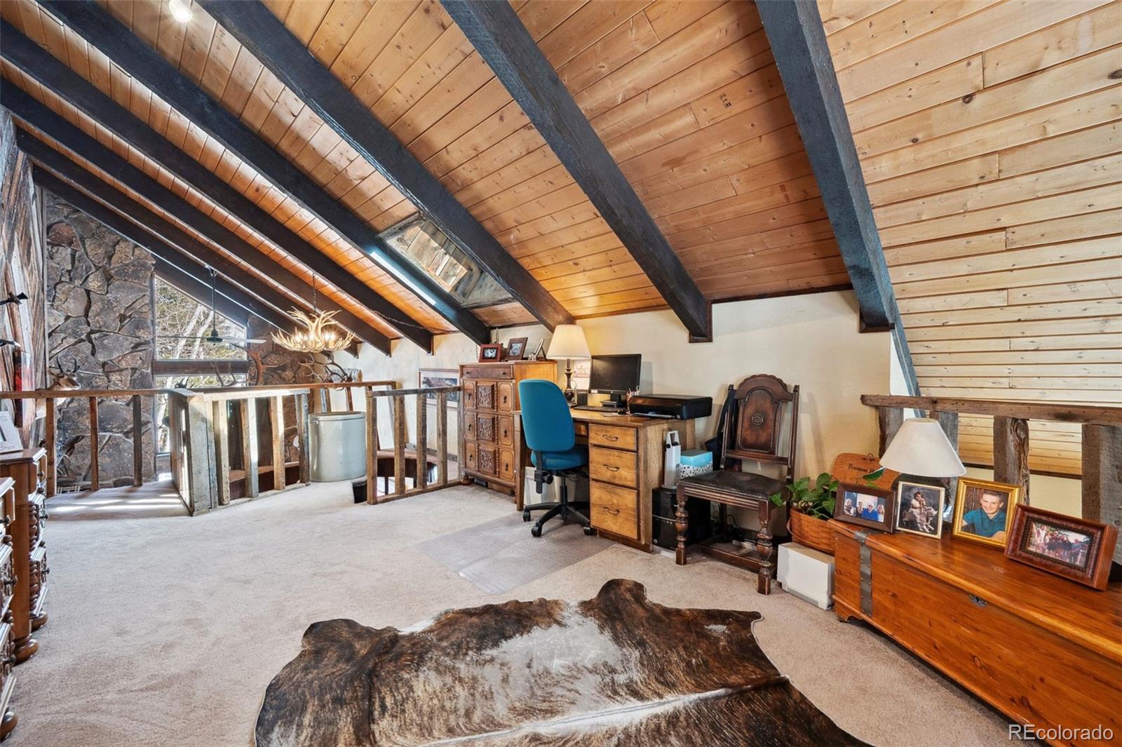 266 Lodgepole Drive Evergreen, CO 80439 - Photo 17 of 45 a view of a gym with trees in the background