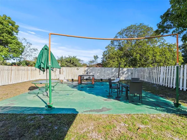 a view of a park with slide