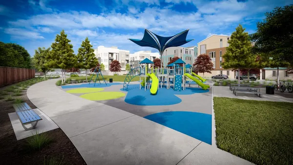 a view of a swimming pool with a patio