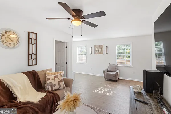a living room with furniture
