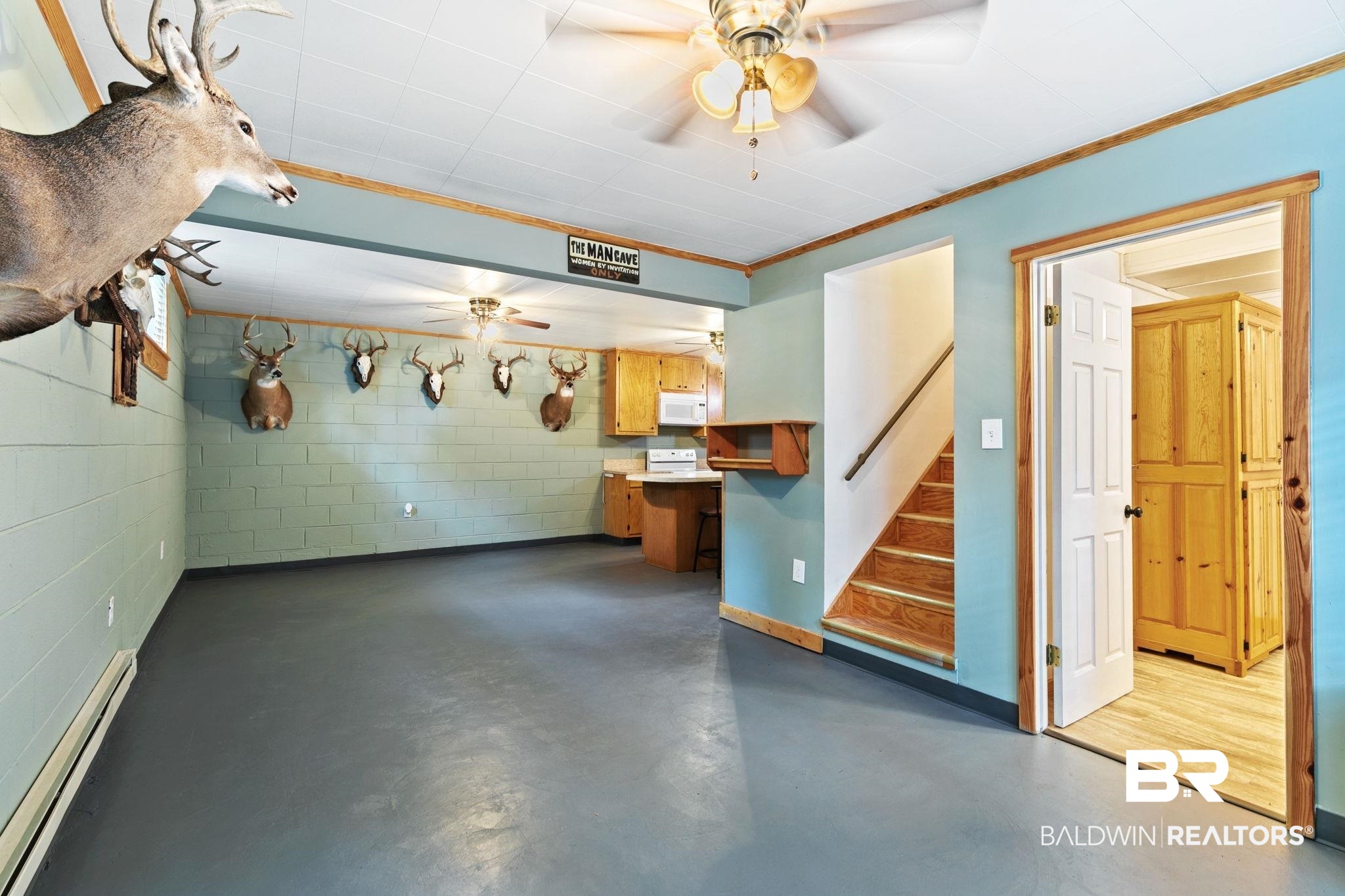 14 Lee Circle Daphne, AL 36527 - Photo 55 of 83 Basement featuring dark hardwood / wood-style floors, ceiling fan, and baseboard heating