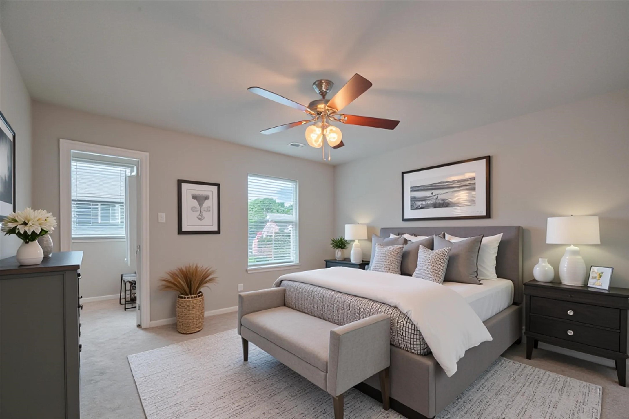 278 Capetown Montgomery, TX 77356 - Photo 18 of 27 a bedroom with a bed and a chandelier