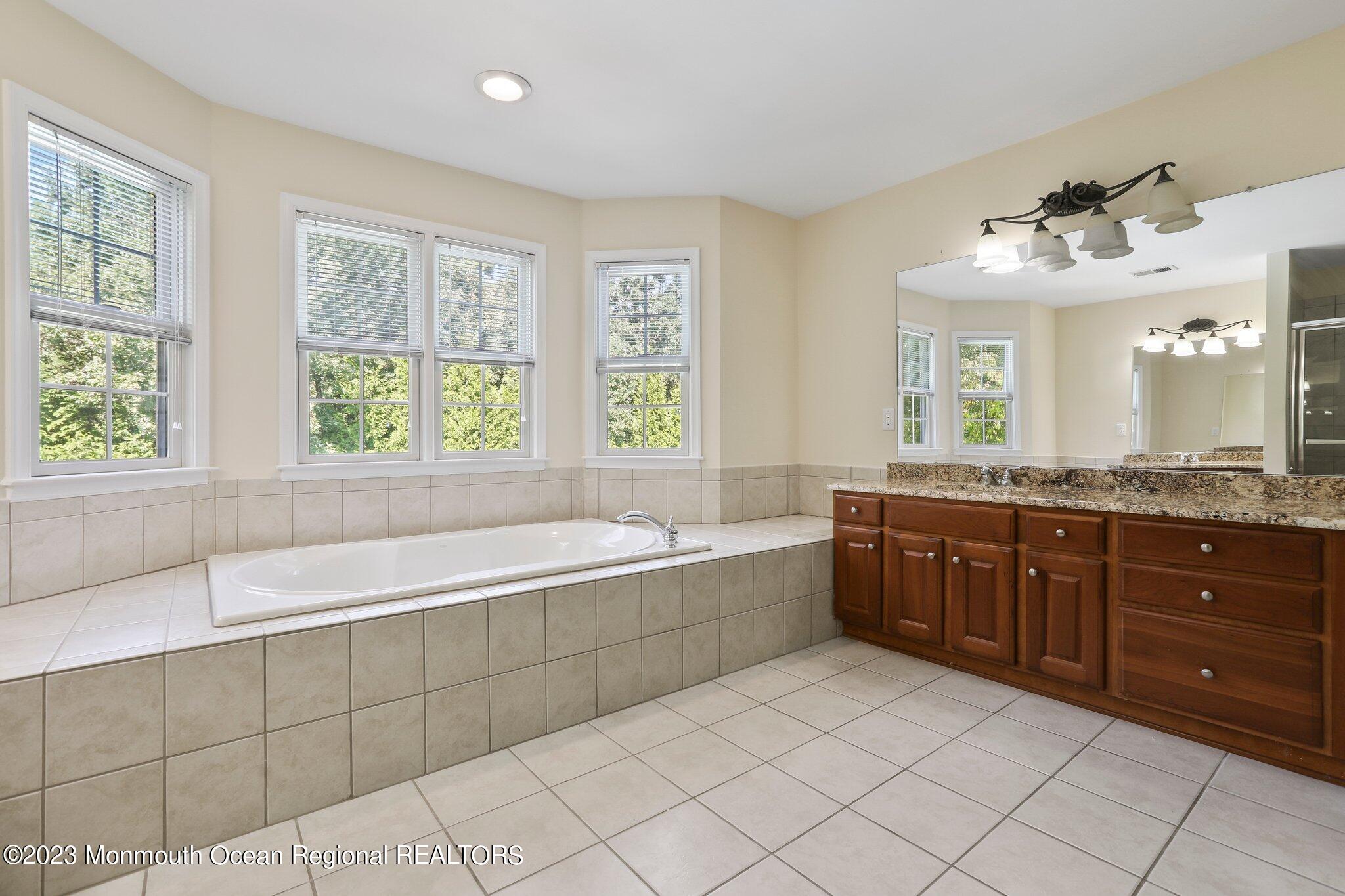 2 Wilson Boulevard Jackson, NJ 08527 - Photo 27 of 41 a spacious bathroom with a granite countertop tub sink and mirror