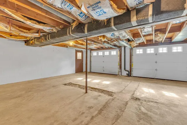 a view of a room with racks on the wall