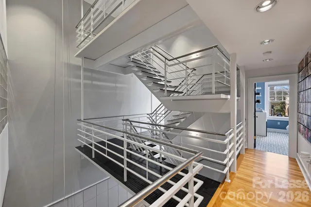 a view of dinning room with wooden floor