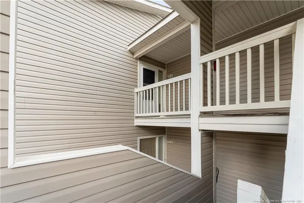 a view of wooden balcony