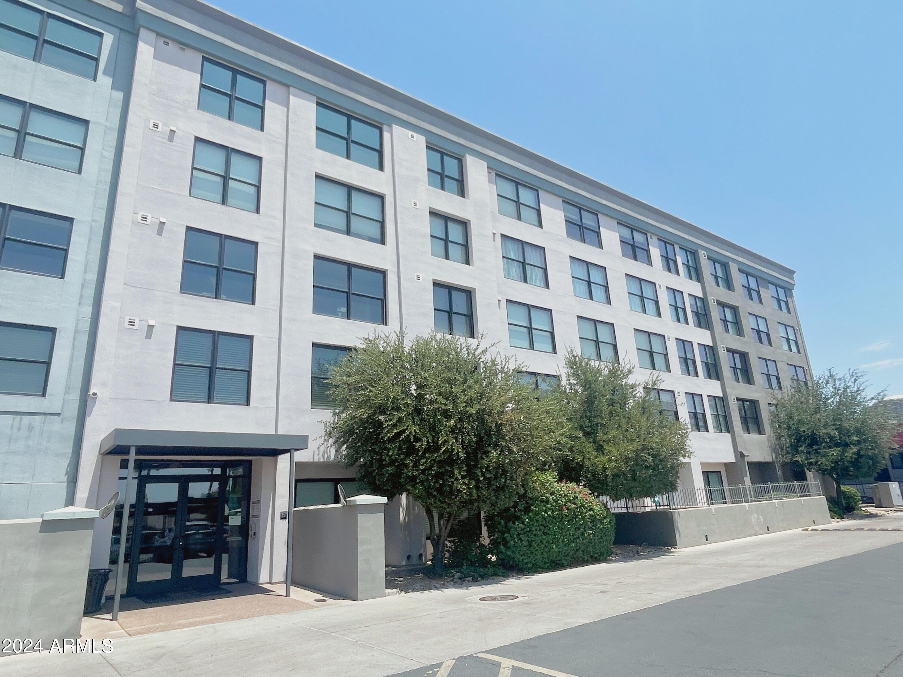 a front view of a building