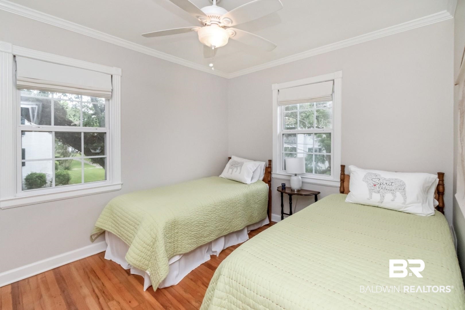 214 Upham Street, Unit 3D Mobile, AL 36607 - Photo 17 of 34 Bedroom featuring wood finished floors, ornamental molding, and ceiling fan
