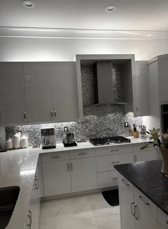 a view of a swimming pool with an outdoor space