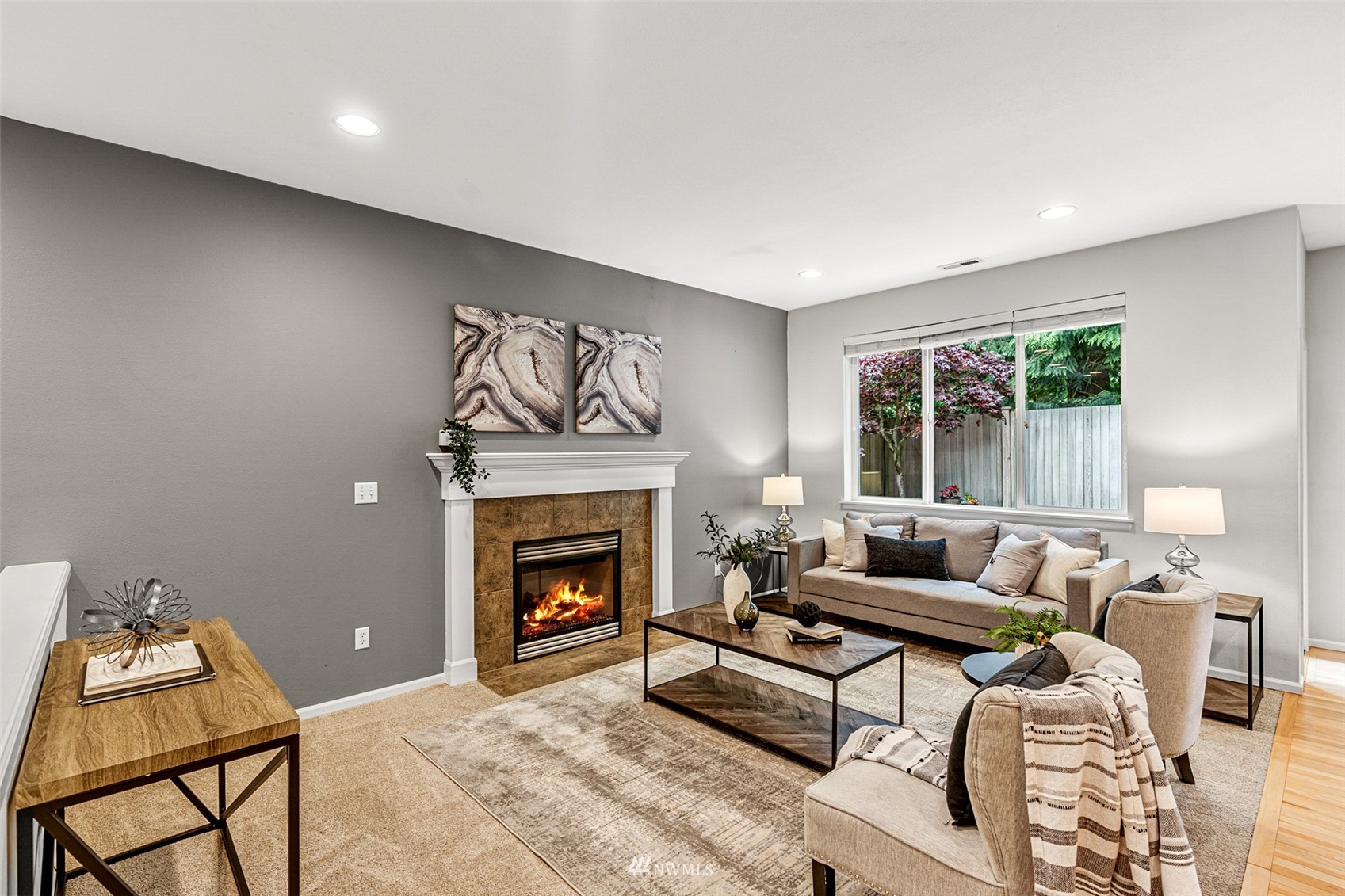 3509 160th Place Southeast Bothell, WA 98012 - Photo 13 of 31 a living room with furniture and a fireplace
