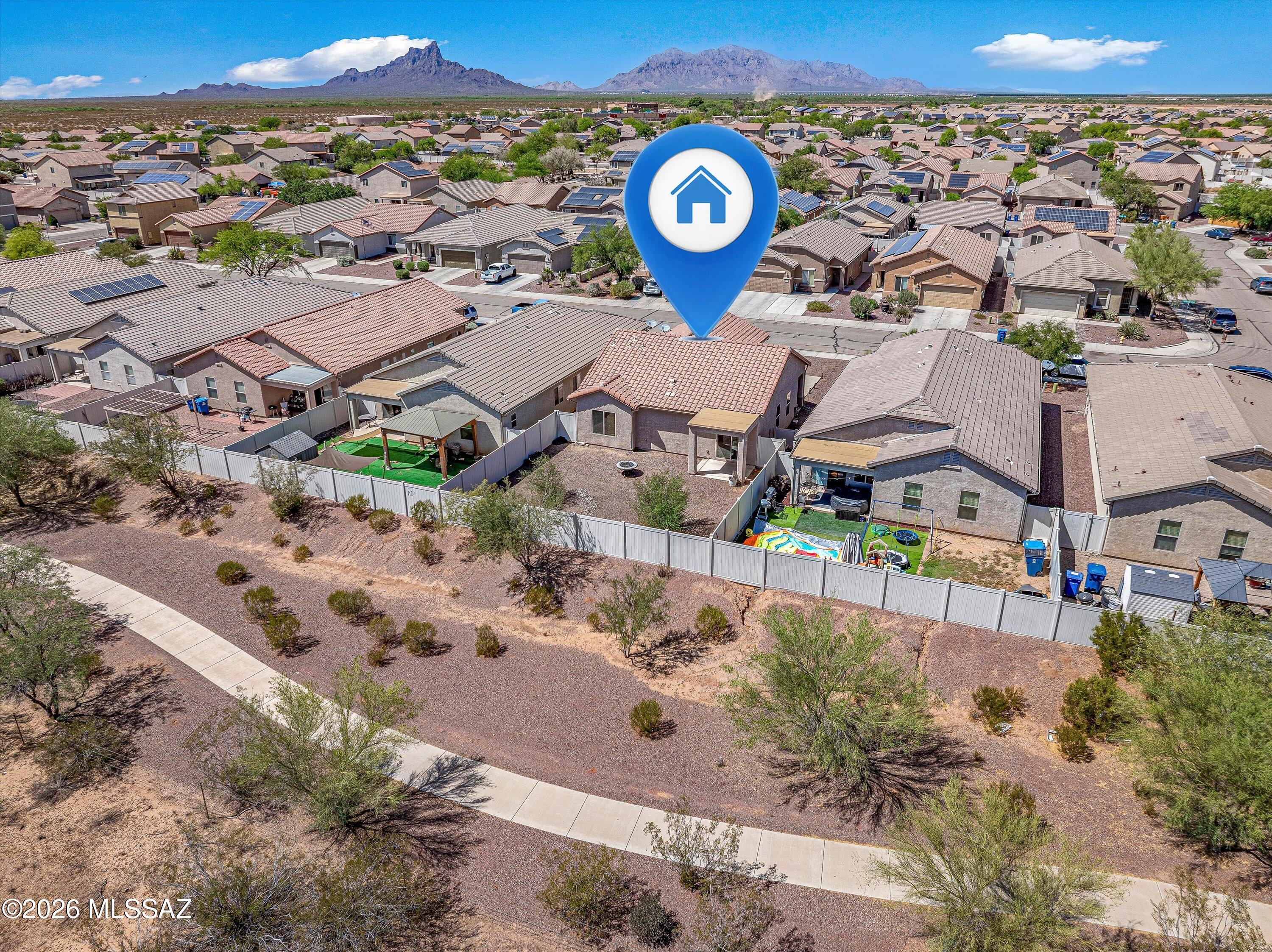 21163 East Treasure Road Red Rock, AZ 85145 - Photo 30 of 35 an aerial view of a house with a swimming pool