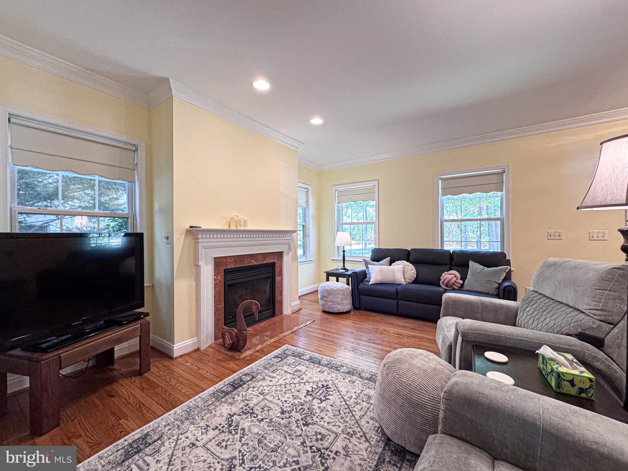 11325 Ingels Court Swan Point, MD 20645 - Photo 18 of 118 a living room with furniture a flat screen tv and a fireplace