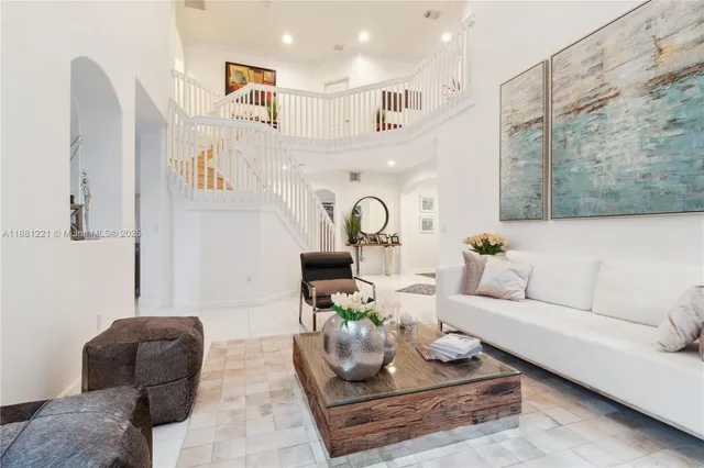 a living room with furniture